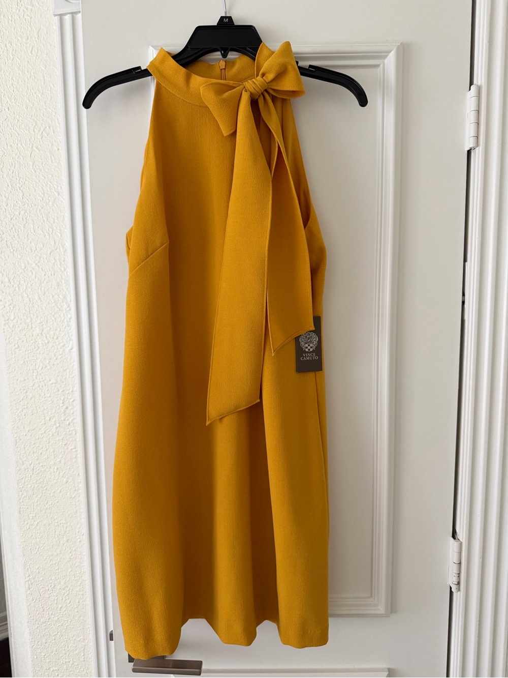 Vince Camuto Tie-Neck Mustard Halter Dress